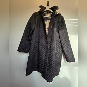 Burberry sz 12 quilted, lined with flannel, black jacket